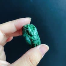 天然翡翠 手工龍戒 危地馬拉 雕刻戒指 內徑20.3mm 招財霸王 ring