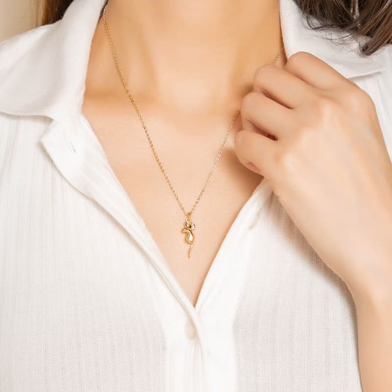 Mouse Necklace 生肖系列 老鼠造型項鍊 純銀鍍18K金 送禮推薦