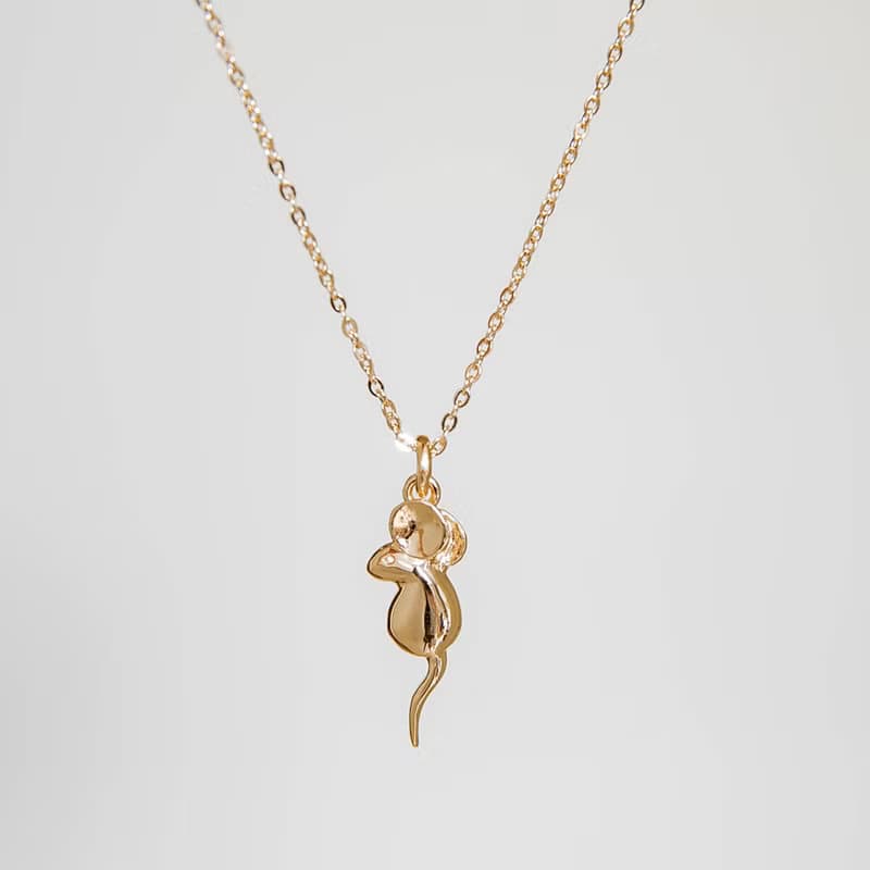 Mouse Necklace 生肖系列 老鼠造型項鍊 純銀鍍18K金 送禮推薦