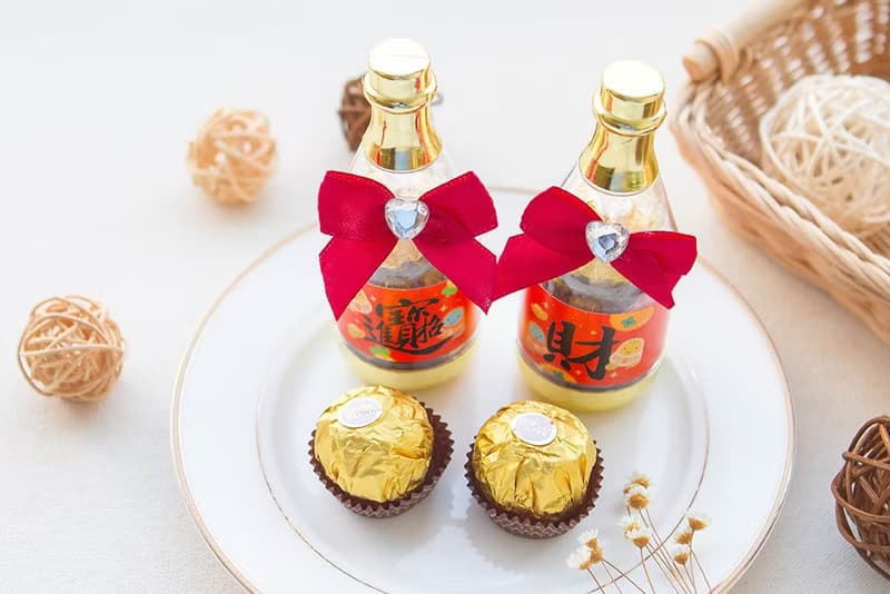 蛇年發財小物 招財進寶 發財 香檳糖果瓶(金莎2顆入)滿百份免費印