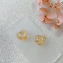 耳針 / 耳夾 / 迷你愛心 乾燥花耳環