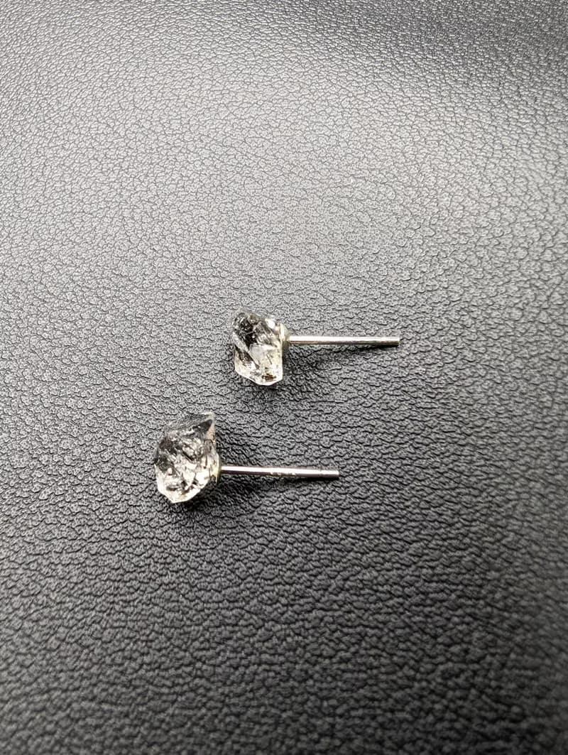 【訂製品】閃靈鑽原石 耳釘 耳針 天然水晶 耳環 925純銀