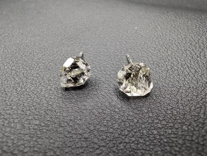 【訂製品】閃靈鑽原石 耳釘 耳針 天然水晶 耳環 925純銀