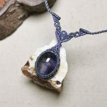 堇青石/二色性-蠟線圖騰編織設計/項鍊可調整長度