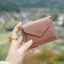 Maily (Tea rose) : Tri-fold wallet, short wallet, cow leather, nude pink