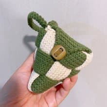 手工鉤織-編織紋三角立體零錢手袋 鉤針零錢包/零錢袋/手挽袋