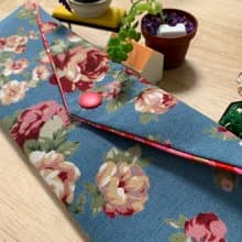 文青風環保純棉筷袋 古典玫瑰園 復古藍 優雅氣質  日本 潮物 收