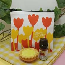 港式食物文創帆布小錢包(外賣杯圖案)配蛋撻造型擴香石送香油