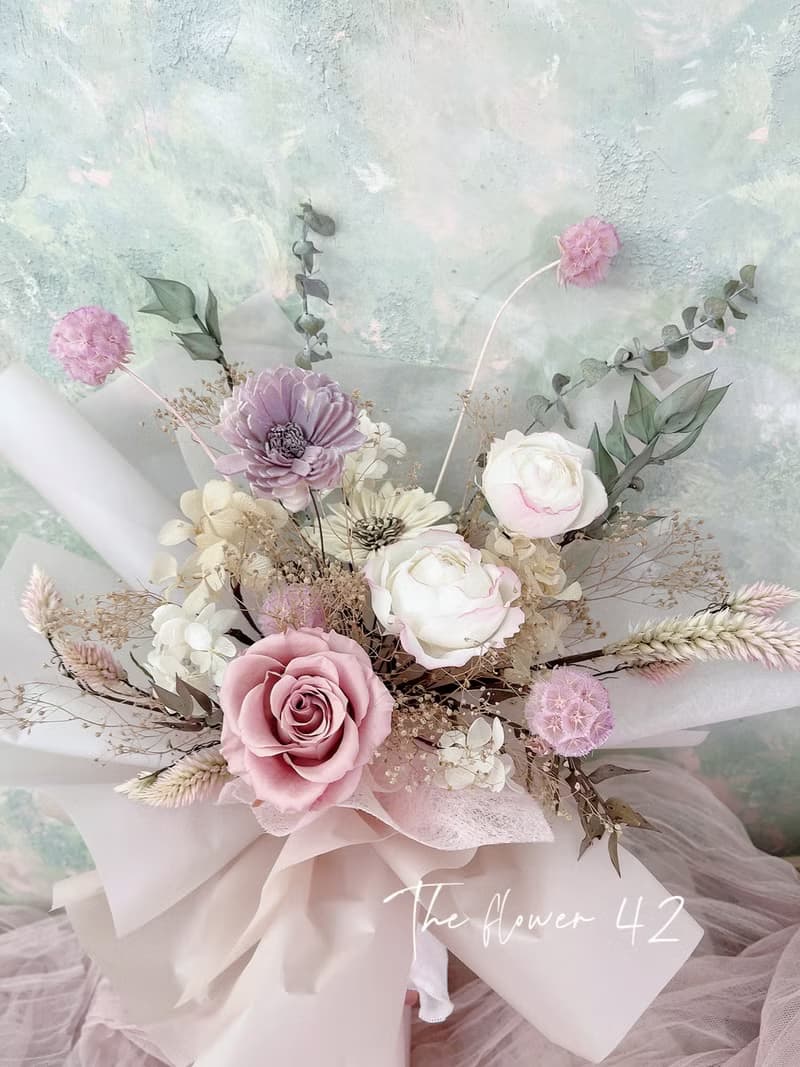 /The flower 42/奶茶粉永生花花束大