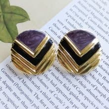 Vintage Jewelry 西洋古董飾品 復古摩登 V 撞色 針式耳環