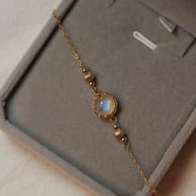 【傾城】美國14K注金手工繞線月光石金珠手鍊