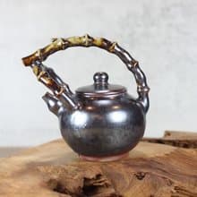 【母親節禮物】250ml 天目柴燒 竹節提樑茶壺 葉敏祥手作精品