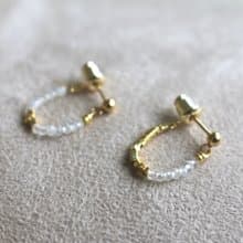 耳環 月光石 14k包金隔珠 - 維納斯 -