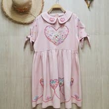 手工刺繡連衣裙、兔、狐、花、心