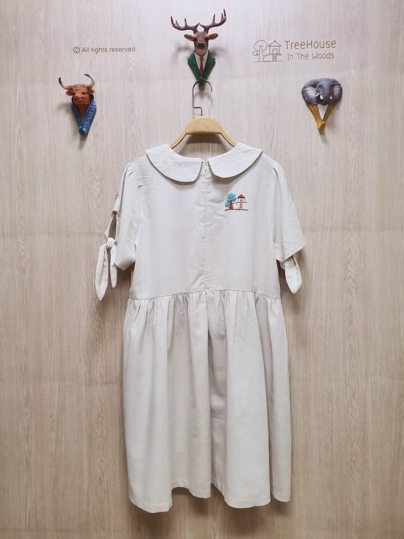 手工刺繡連衣裙、兔、狐、花、心