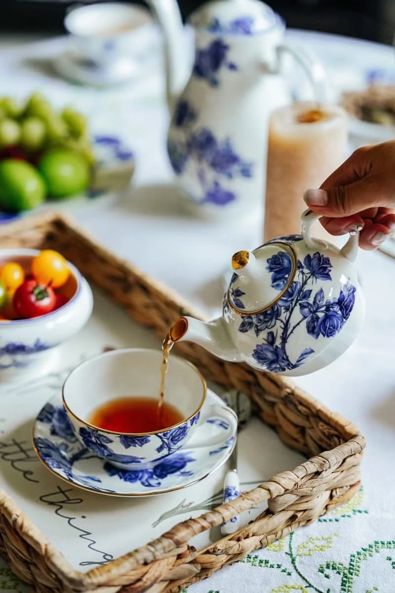 英國Aynsley 藍玫瑰系列 骨瓷獨享杯壺組