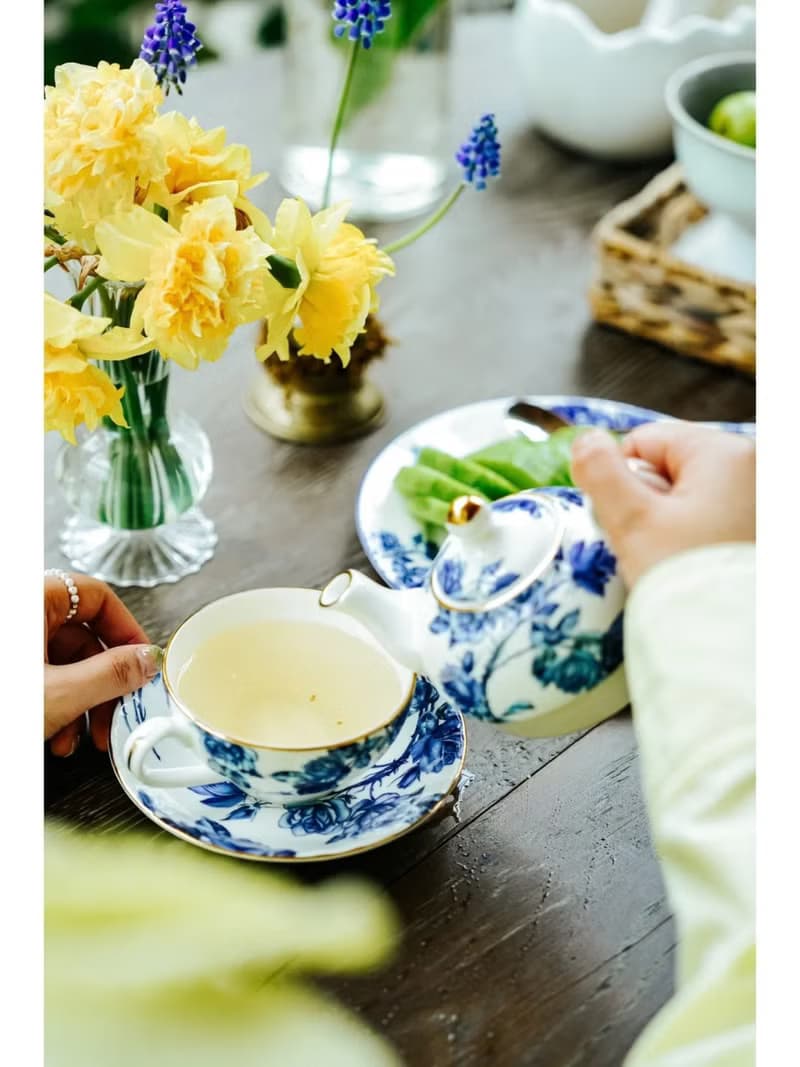 英國Aynsley 藍玫瑰系列 骨瓷獨享杯壺組