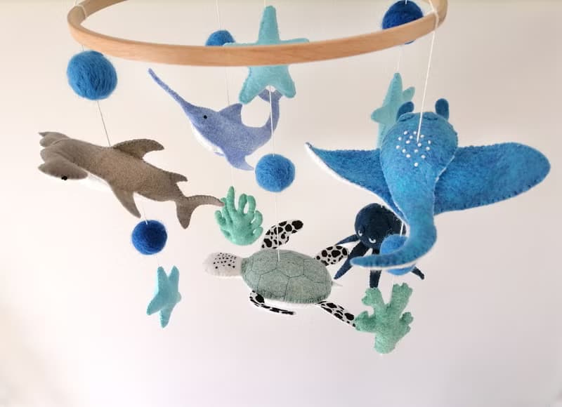 Ocean Mobile crib Boy Nursery decor, Felt Sea Animals Mobile crib,handmade Gift