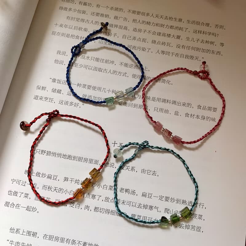 售完欣賞 等詩綠。天然綠碧璽復古轉運銀珠編織手繩 闢邪納福手鏈