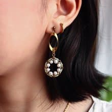 洛可可花圈 編織耳環 黃銅 耳環 淡水珍珠 日本珠 禮物