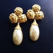 Vintage Jewelry 西洋古董飾品 啞光 仿珠吊墜 大耳環 夾式耳環
