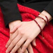 紫金砂硃砂14K包金三圈手鍊 | 14KGF不褪色 | 紅色天然石4mm手鏈