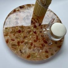 Resin tray with natural dry jasmine flower. Handmade epoxy nightstand 托盤 盤子 浴室
