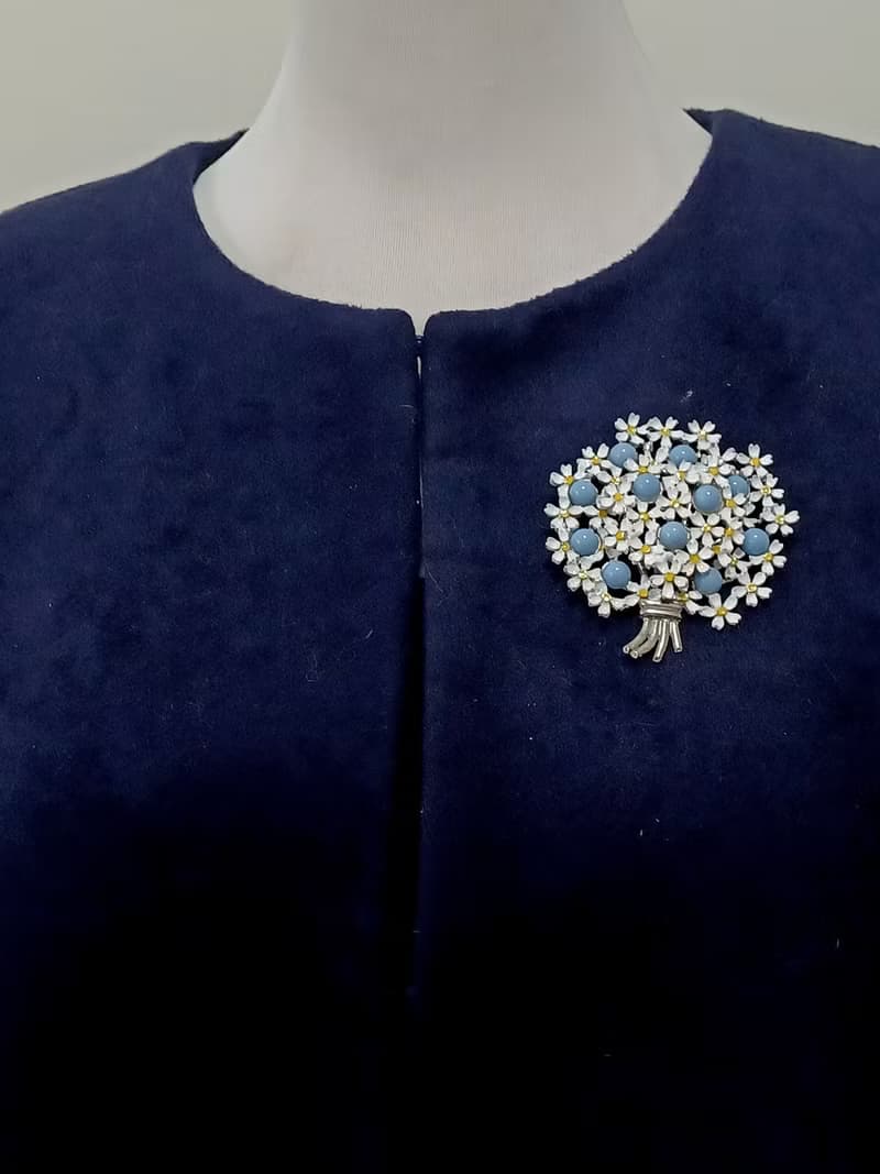 vintage jewelry 古董典雅琺瑯 勿忘我花束別針