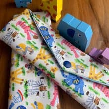 文青風環保筷袋 超Q動物森林 白底 手作餐具袋.交換禮物.