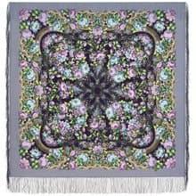 Pavlovo Posad Russian Shawl 100% Wool Scarf 125x125 cm Wrap Silk Fringe 2000-1