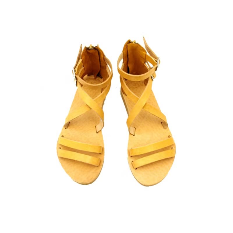Greek Sandals Genuine Leather Womens Platform Summer Shoes Easy on-off