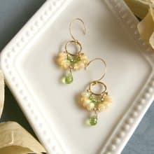 獨創 蛋白石橄欖石透輝石耳環 可改夾式 ~飛翔