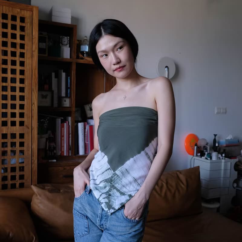 墨绿色扎染三角巾小可爱披肩 手工純棉棉绸方巾絲巾圍巾抹胸头巾
