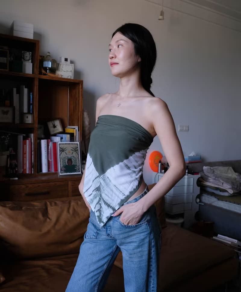 墨绿色扎染三角巾小可爱披肩 手工純棉棉绸方巾絲巾圍巾抹胸头巾
