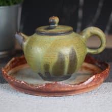 【送禮好物】200ml 上釉柴燒 手拉坯茶壺 鶯歌名家葉敏祥作品
