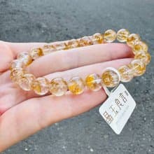 精品級天然黃金超七水晶8.5mm19.60g錢錢金子色主招財正財