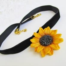 Sunflower choker corall Yellow sunflower necklace Wedding sunflower jewelry gift