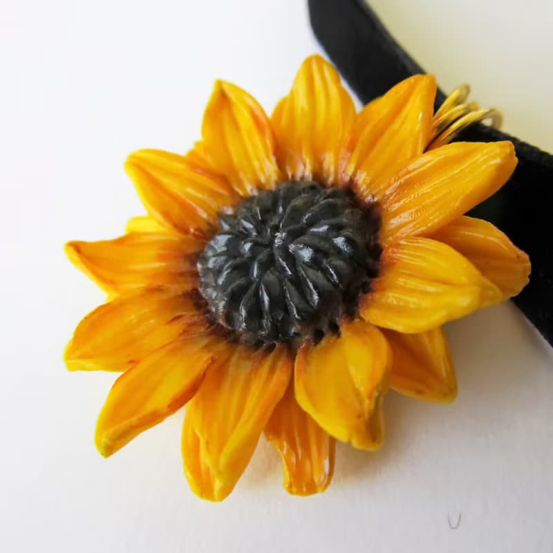 Sunflower choker corall Yellow sunflower necklace Wedding sunflower jewelry gift