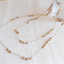 ゴールドバロックパールのクロシェネックレス