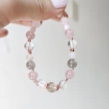 超七×粉晶×月光石×白水晶×拉長石【設計款】天然水晶手鍊