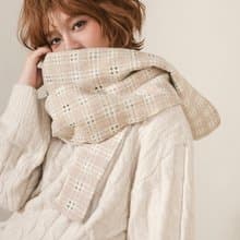 AMBER 系列 - 斑霞 * 粉膚色 混織毛料 簍空 圍巾 連帽圍巾