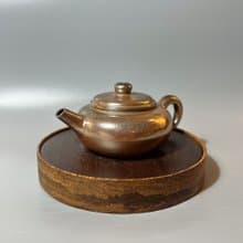 柴燒金彩扁平茶壺 / 扁平茶壺 / 小平凡手作