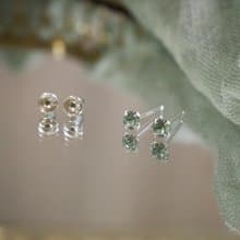 ll 施華洛世奇水晶純銀耳針 ll 4mm薄荷綠色 純銀鑽耳針 ER-00040