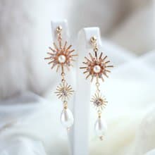 Star Celestial Earrings Pearl Gold Earrings Star Jewelry Bridal Earrings Clip-on