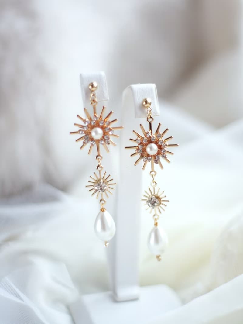 Star Celestial Earrings Pearl Gold Earrings Star Jewelry Bridal Earrings Clip-on
