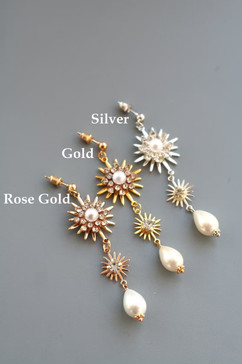 Star Celestial Earrings Pearl Gold Earrings Star Jewelry Bridal Earrings Clip-on
