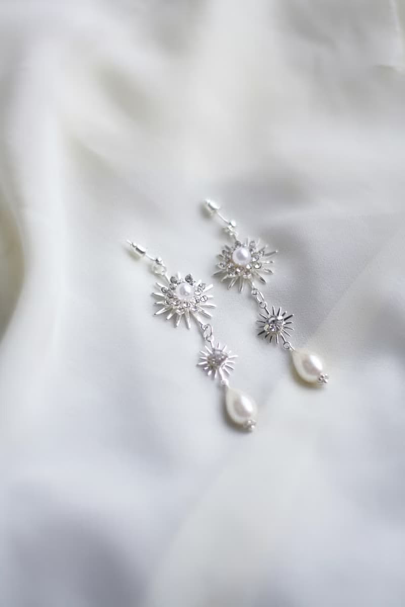 Star Celestial Earrings Pearl Gold Earrings Star Jewelry Bridal Earrings Clip-on