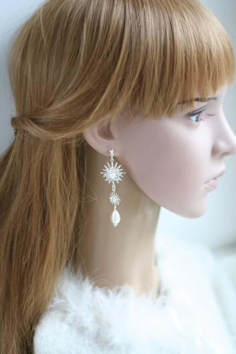 Star Celestial Earrings Pearl Gold Earrings Star Jewelry Bridal Earrings Clip-on