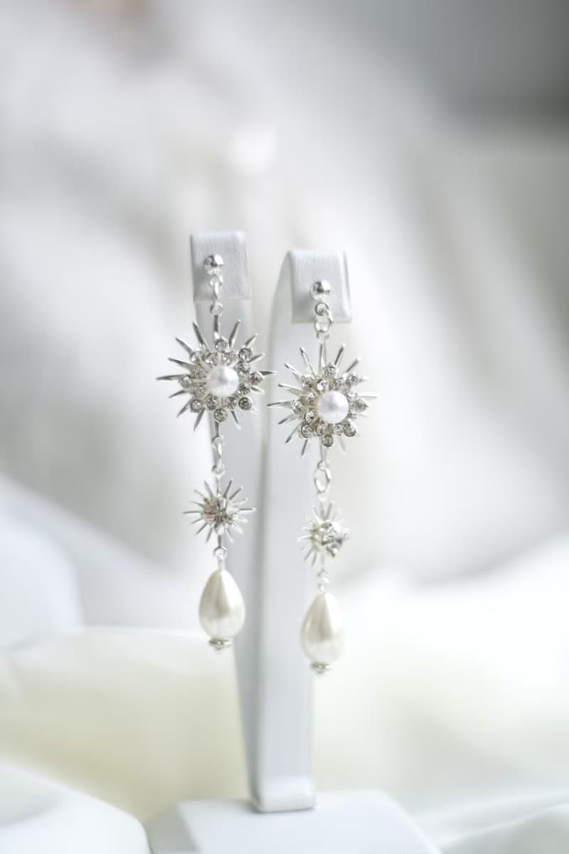 Star Celestial Earrings Pearl Gold Earrings Star Jewelry Bridal Earrings Clip-on