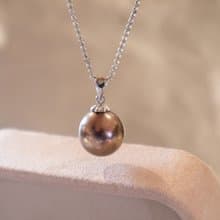 925純銀10.5-11mm 天然朱古力色淡水珍珠-項鍊